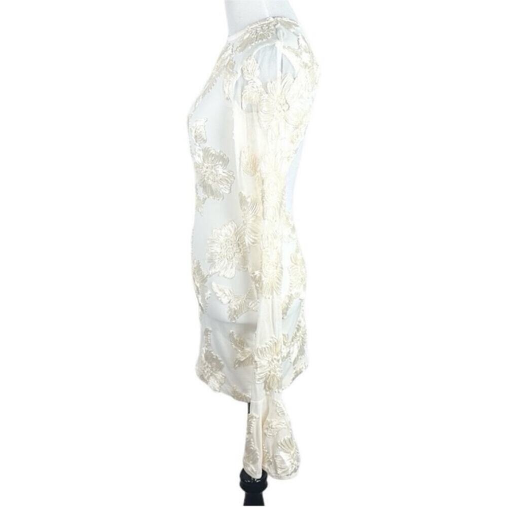 Rotate Birger Christensen Dress Rosita White Mesh Floral Back Cutout Mini US 12 - Picture 11 of 13